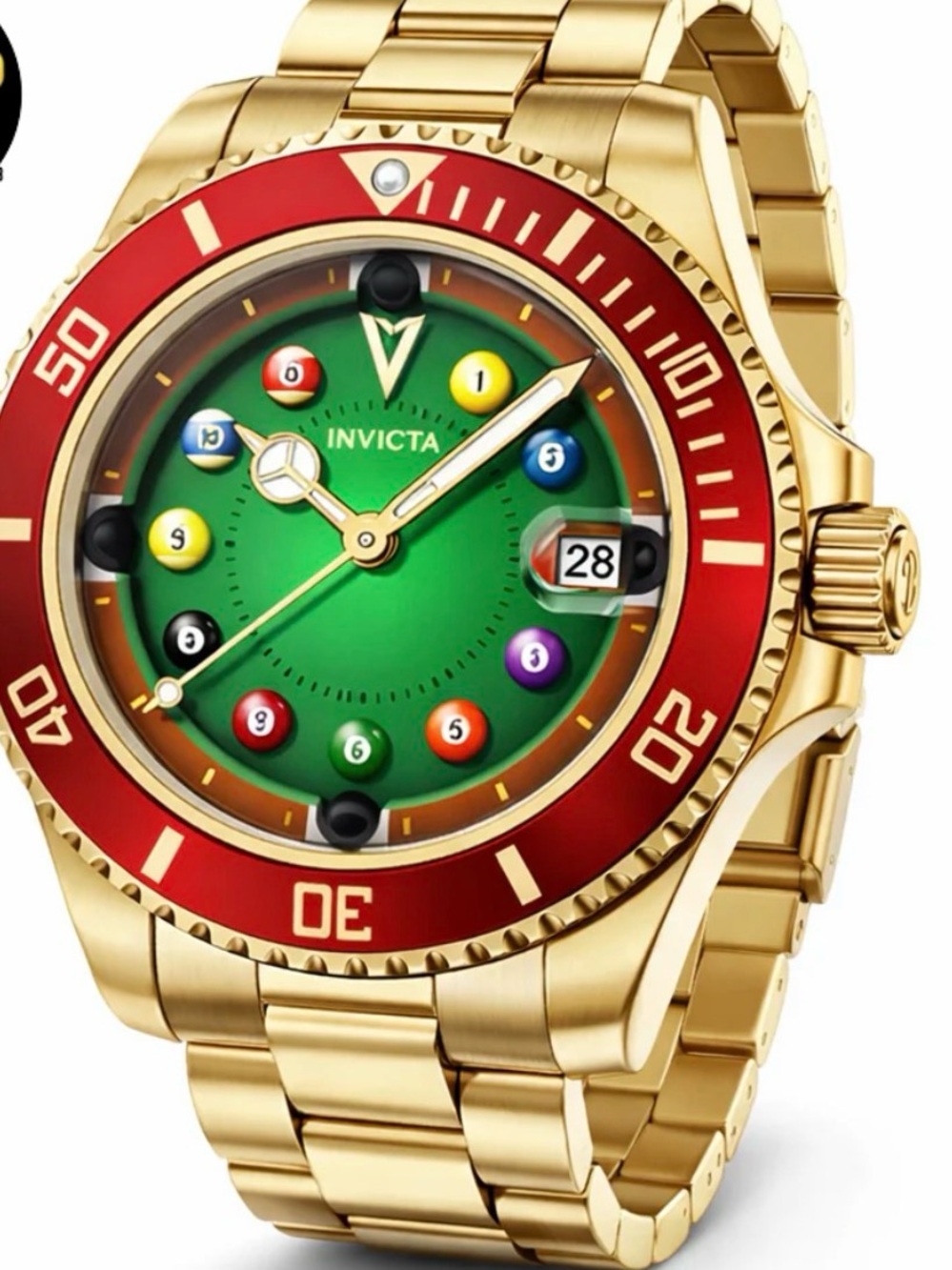 Sold out Online Invicta Pro Diver House of Cards Billiard Men's Watch -40mm.Gold